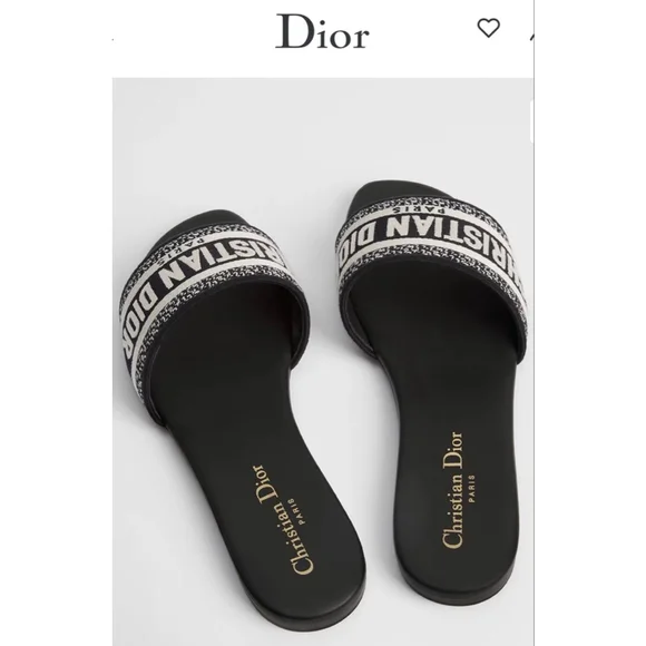 New Dior Dway Slide Sandals in Black and White 38.5 Authentication Included - Picture 4 of 7